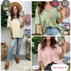 Easel V-Neck Knit Top Bundle-3 Tops